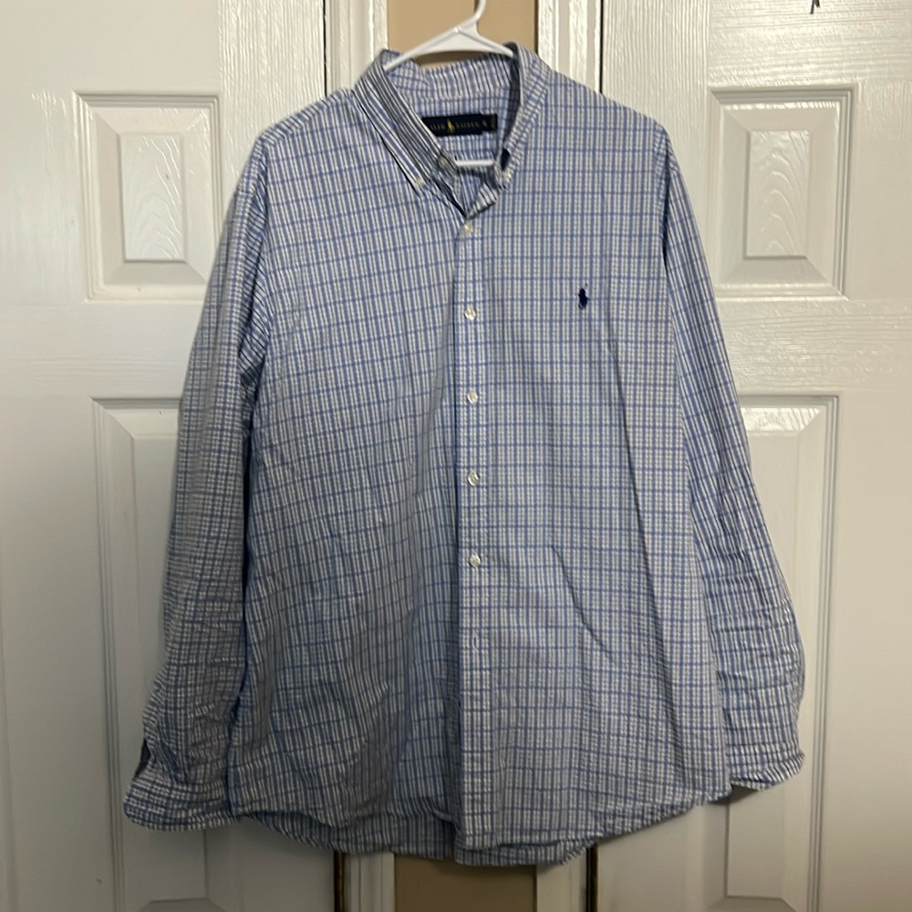 Blue and white checkered Ralph Lauren button up XL